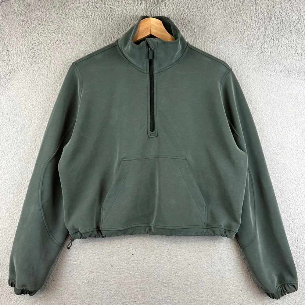 Lululemon Scuba Oversized Half-Zip Pullover Green LW3IDXS Size 6